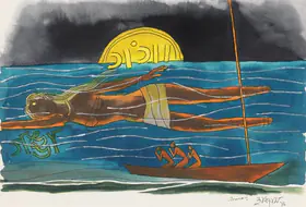Husain, M.F. (Artist). Untitled (Ganga), 1986 | Painting