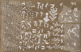 Mashe, Jivya Soma (Artist). Untitled (Planting and Harvesting) (Warli), n.d. | Painting