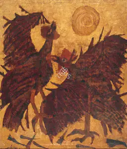 Ghose, Gopal (Artist). Cock-Fight, 1961 | Painting