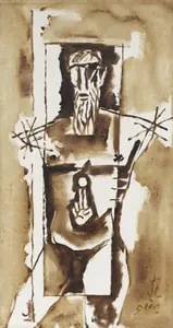 Husain, M.F. (Artist). Untitled (Self Portrait), n.d. | Painting