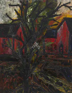 Souza, F.N. (Artist). Landscape with Red Houses, 1953 | Painting