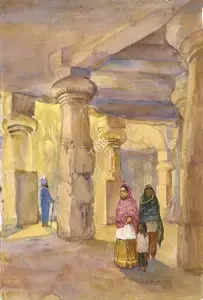 Sardesai, N.R. (Artist). Elephanta Caves, n.d. | Painting