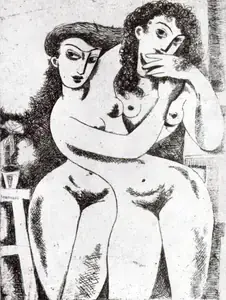 Mazumdar, Nirode C. (Artist). Two Women, n.d. | Graphic Art