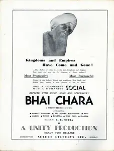 Prashar, L.R. (Producer), Bhai Chara, 1943 | Advertisement