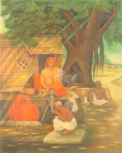 Chakravarti, Biren (Artist). A Holy Man Dispensing Water, n.d. | Painting