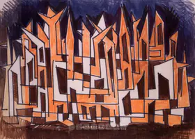 Sadequain (Artist). Untitled (Abstract Landscape), c.1960s | Drawing