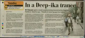 Saroj, Shikha (Reporter). In a Deep-inka Trance, 11 May 2008 | Newspaper Clipping | 00847158