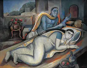 Choudhury, Bijon (Artist). Man with Sleeping Woman, 1996 | Painting