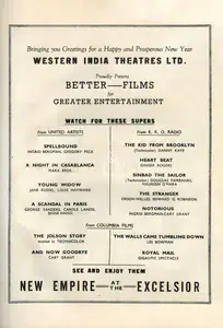 Western India Theatres Ltd (Advertiser), Western India Theatres Ltd Proudly Presents Better Films for Greater Entertainment | Advertisement, 1946