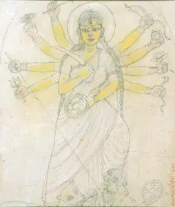 Chowdhury, Jogen (Artist). Untitled (Durga), 2003 | Drawing