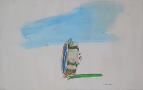Barwe, Prabhakar (Artist). The Cloud and the Clock, 1991 | Painting