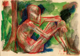 Hore Somnath Artist Untitled Watercolour and crayon on paper 1981 Painting FineArts 00561050