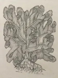 Shyam, Jangarh Singh (Artist). Bhatkatiya Jhad (Gond Art), 1991 | Painting