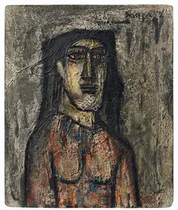 Souza, F.N. (Artist). Head of a Woman, 1952 | Painting