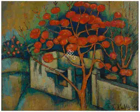 Husain, M.F. (Artist). A Gulmohar Tree, 1967 | Painting