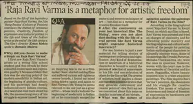 Maitra, Romain (Reporter). Raja Ravi Varma is a Metaphor for Artistic Freedom, 24 October 2008 | Newspaper Clipping | 00847213