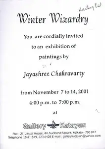 Chakravarty, Jayashree (Artist). Jayashree Chakravarty, 2001 | Solo Exhibition Invitation | 00858970