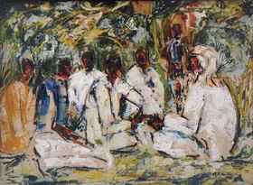 Naidu, Reddeppa (Artist). Village Talk, 1958 | Painting
