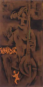Husain, M.F. (Artist). Sitar Player, 1960 | Painting