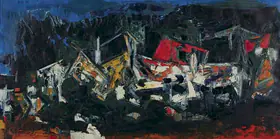 Raza, S.H. (Artist). Untitled (Landscape), 1959 | Painting