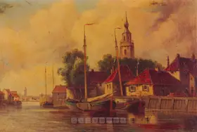 Ilford, Henry G. (Artist). A Dutch Town Canal Scene, n.d. | Painting