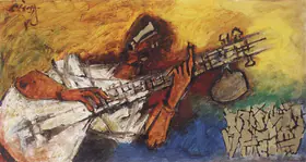 Husain, M.F. (Artist). Sitar Player, n.d. | Painting