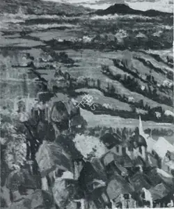 Kachru, P.N. (Artist). Aerial View, n.d. | Painting