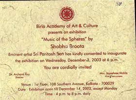 Broota, Shobha (Artist). Music of the Spheres, 2003 | Solo Exhibition Invitation | 00858946
