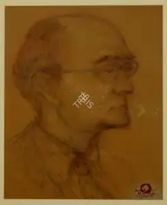 Dey, Mukul (Artist). Portrait of the Artist Maurice Shellim, 1996 | Drawing