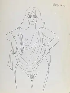 Souza, F.N. (Artist). Untitled (Nude), 1976 | Drawing