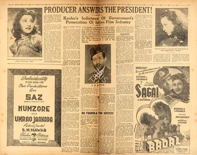 Producer Answers the President !. In <i>Blitz - Asia's Foremost News Magazine.</i> pp. 16-17. Bombay: R.K. Karanjia, 30 December 1950 | Film Review | CinemaEducation | 00143764