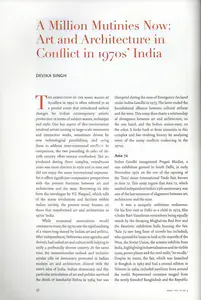 Singh, Devika (Essayist). A Million Mutinies Now - Art and Architecture in Conflict in 1970's India. In <i>Marg - Art & Conflict.</i> 71(4), pp. 56-65. Mumbai: Rizio B. Yohannan, June 2020 | Essay | FineArts | 00669111
