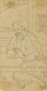 Bose, Nandalal (Artist). Untitled (Preparatory sketch of Charles Freer Andrews), 1971 | Drawing