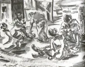 Misra, Hemanta (Artist). On the Courtyard, n.d. | Drawing