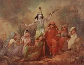 Circle of Ustad Allah Bukhsh (Artist). Krishna with Gopis, n.d. | Painting