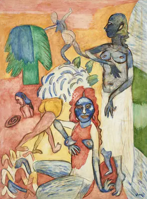 Subramanyan, K.G. (Artist). Red Pond, 1991 | Painting