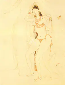 Chughtai, M.A.R. (Artist). Yakshi, n.d. | Drawing