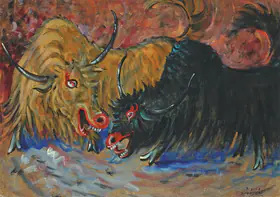 Krishna, Devayani (Artist). Yak Fight, 1951 | Painting