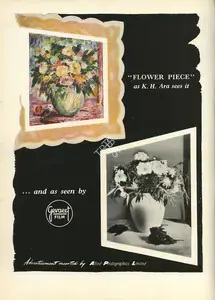 Allied Photographics (Advertiser). "Flower Piece" as K.H. Ara Sees it and as Seen by Gevaert Film, 1951 | Advertisement