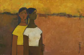Prabha, B. (Artist). Untitled (Two Girls), 1959 | Painting