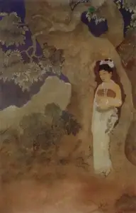 Ashwini (Artist). The Ring - A Woman standing by a Tree holding a Ring, n.d. | Painting