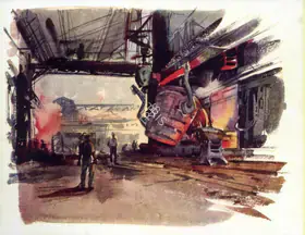 Dutt, Ranen Ayan (Artist). One of the Steel Melting Shop in the Tata Steel Works, n.d. | Painting
