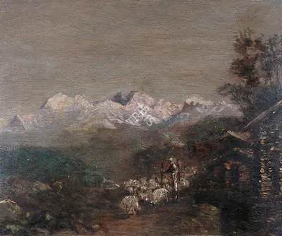 Bose, Atul (Artist). Himalayan Landscape, early 1940s | Painting
