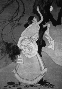 Majumdar, Kshitindranath (Artist). Radha Embracing the Tamal Vriksha, n.d. | Painting