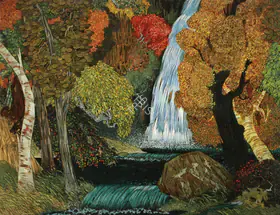 Bendre, N.S. (Artist). Forest And Waterfall, n.d. | Painting