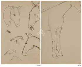 Sher-Gil, Amrita (Artist). Study Of Horses (Double Sided), n.d. | Drawing