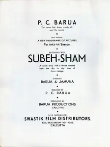 Barua, P.C. (Director), Subah Shyam, 1944 | Advertisement