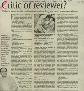 Shekhar, Mayank (Writer). Critic or Reviewer, 07 October 2005 | Newspaper Clipping | 00847763