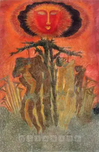 Sadequain (Artist). Hum Jo Tareek Raahon Me Maarey Ga-Ay, Daar Ki Kushk Tehni Pey Waarey Ga-Ay, 1985 | Painting