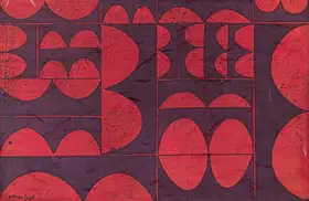 Shemza, Anwar Jalal (Artist). Untitled (Red And Blue Composition), 1965 | Drawing
